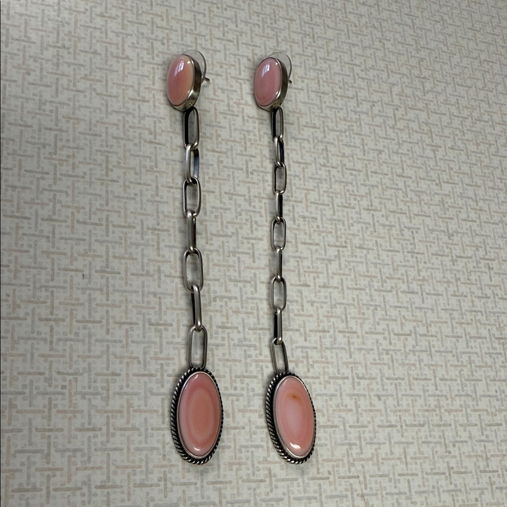 Elegant Pink Conch sterling silver earrings